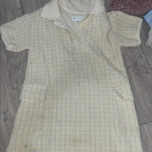 Zara Cream and Yellow Kids Casual Dress